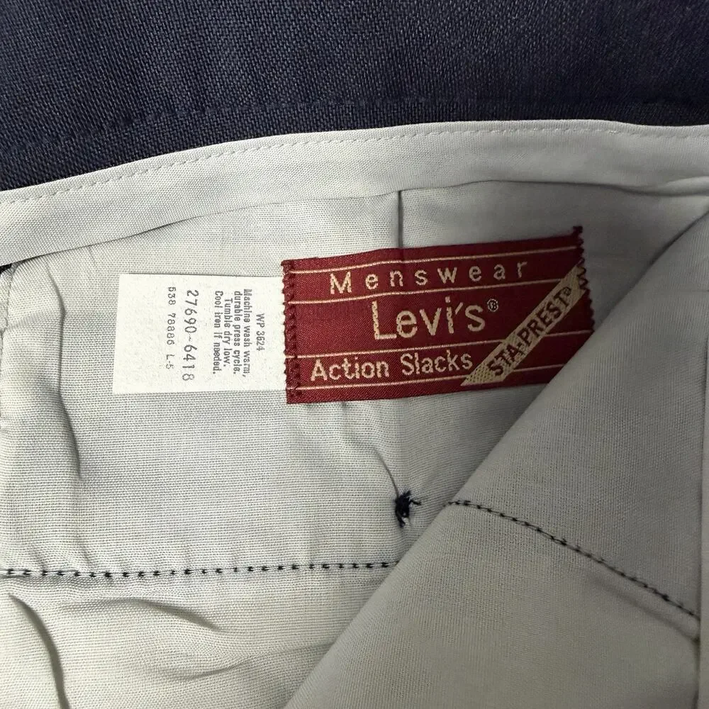 Levi’s Action Slacks Sta-Prest Vintage 70s Dark Blue Size 34x33 NWT Rare